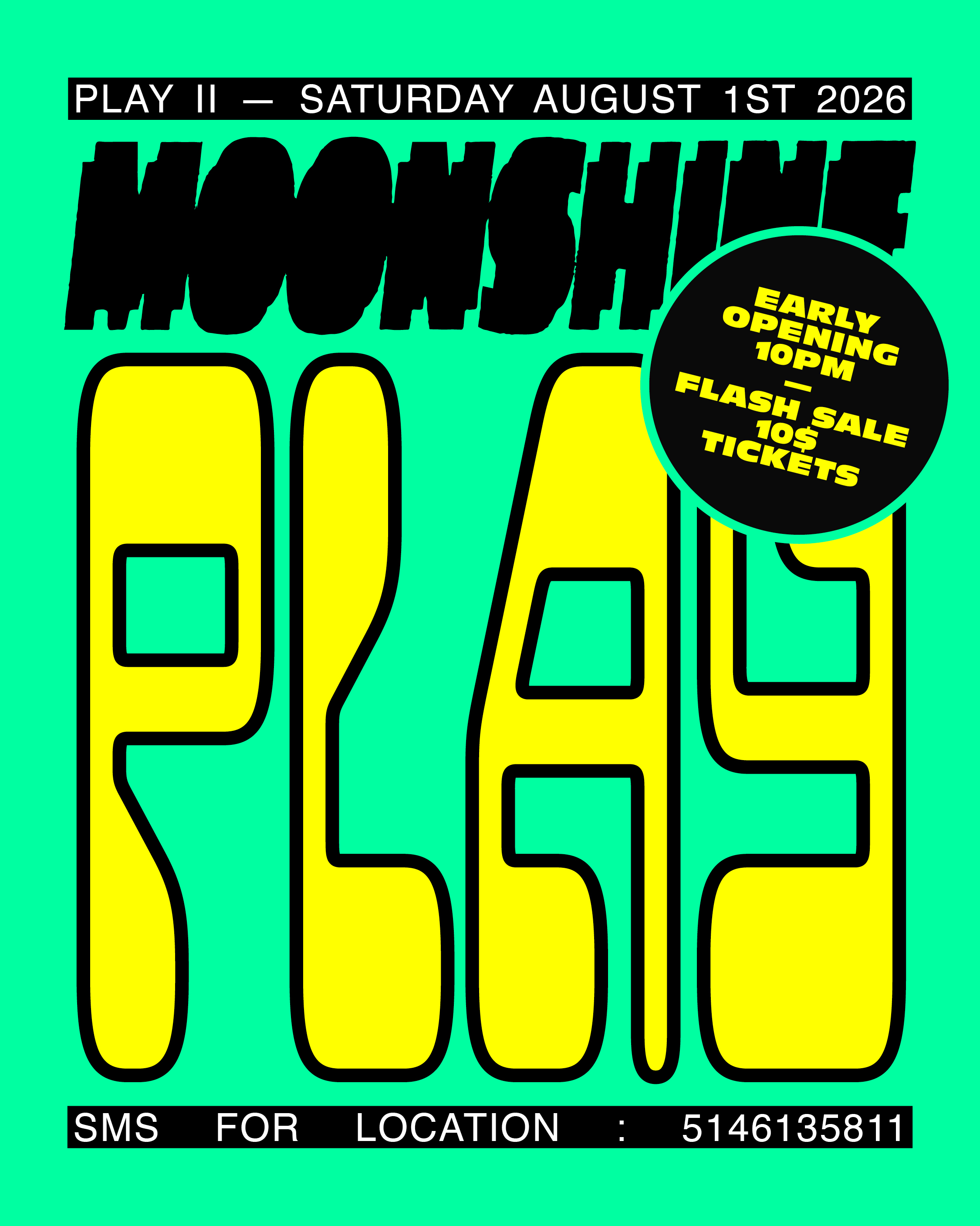 Moonshine PLAY – “BEFORE MIDNIGHT” FLASH SALE